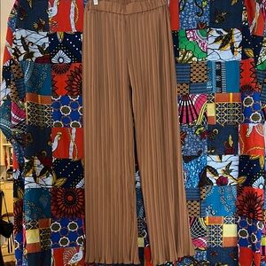 SHEIN Brown Wide Leg Pleated Pants